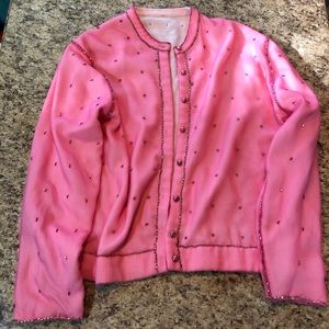 Vintage Hot Pink Beaded Cardigan